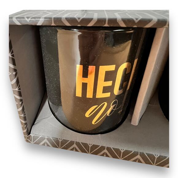 Strawberry Street Coffee Mug Set Heck Yes Heck No Black 14.5 oz Set of 2 New - Picture 5 of 5
